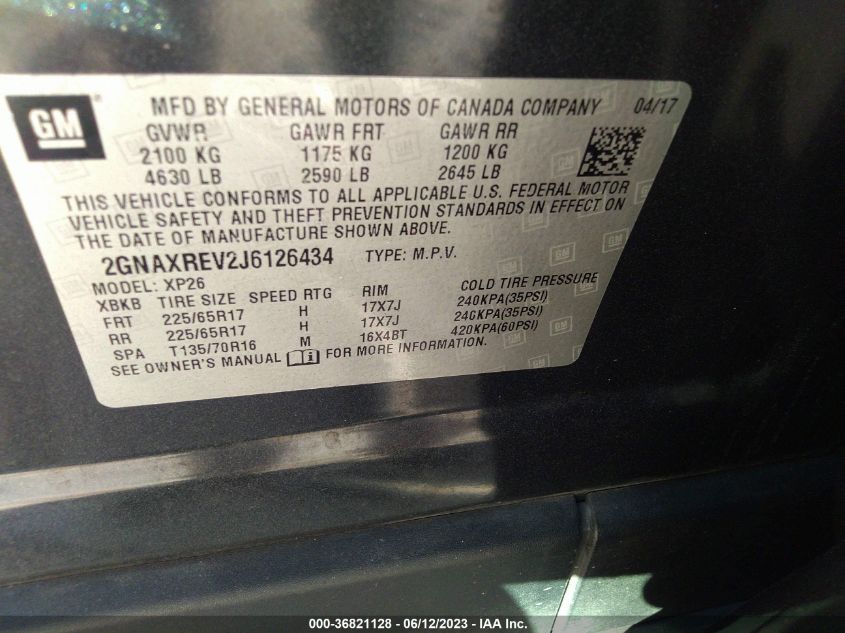 2018 CHEVROLET EQUINOX LS - 2GNAXREV2J6126434