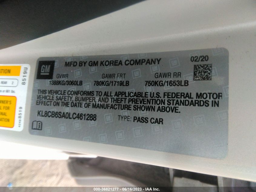 2020 CHEVROLET SPARK LS - KL8CB6SA0LC461288