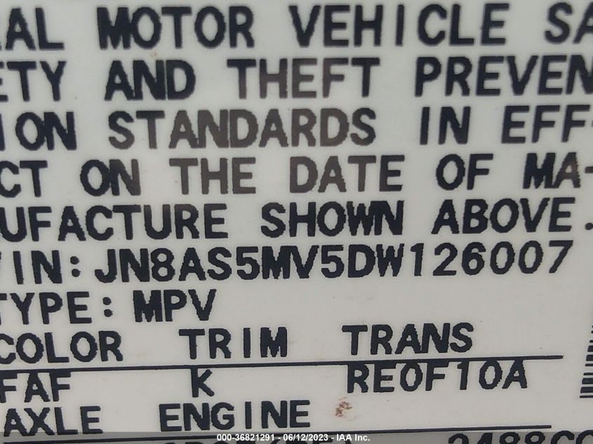 2013 NISSAN ROGUE SV - JN8AS5MV5DW126007
