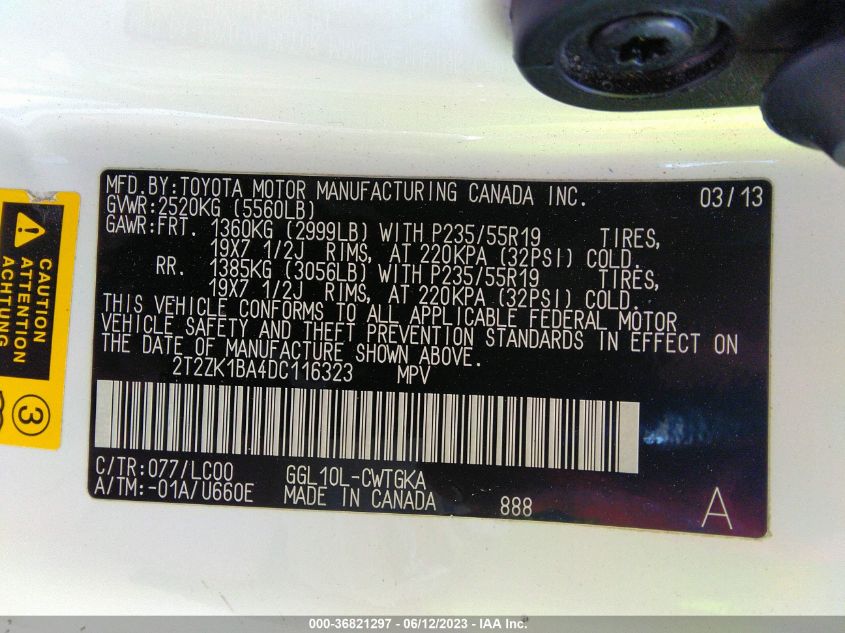 2013 LEXUS RX 350 - 2T2ZK1BA4DC116323