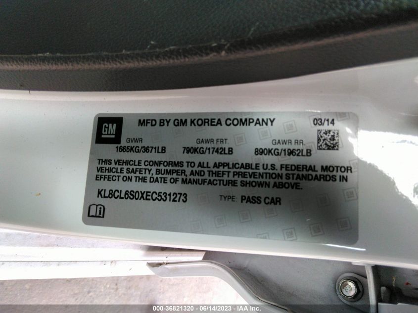 2014 CHEVROLET SPARK EV LT - KL8CL6S0XEC531273
