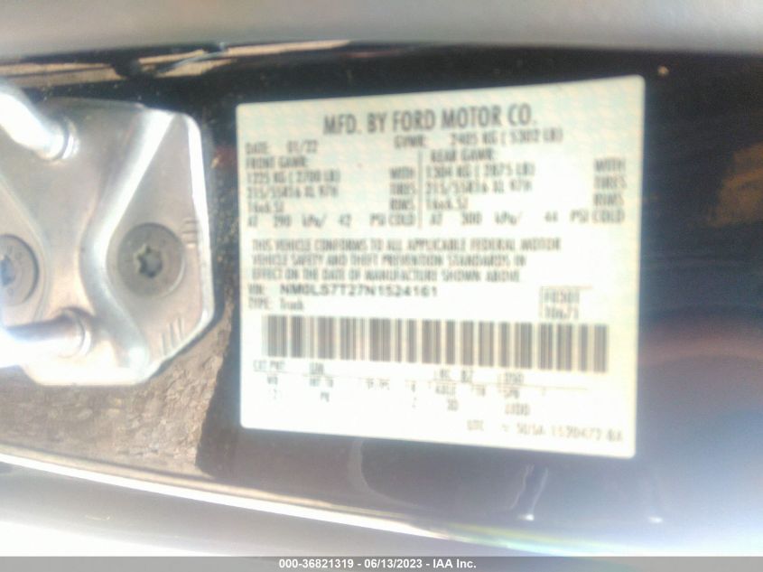 2022 FORD TRANSIT CONNECT VAN XLT NM0LS7T27N1524161