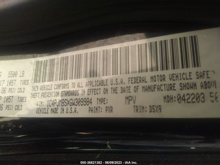 2016 JEEP CHEROKEE TRAILHAWK - 1C4PJMBSXGW309984