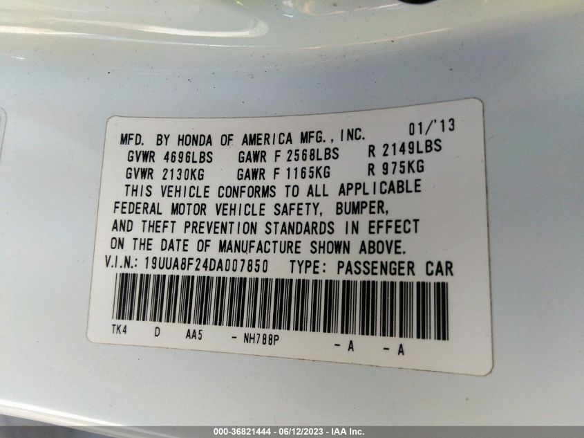2013 ACURA TL 3.5 - 19UUA8F24DA007850