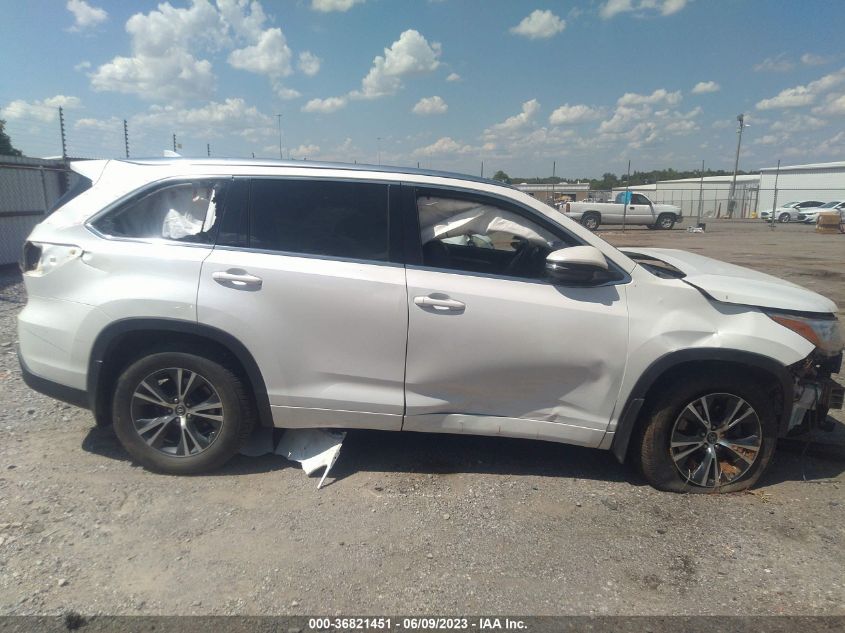 2016 TOYOTA HIGHLANDER XLE - 5TDJKRFHXGS287886