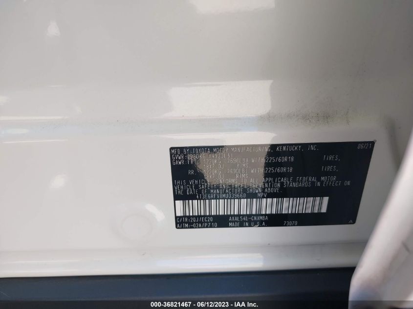 2021 TOYOTA RAV4 HYBRID XSE - 4T3E6RFV8MU039660