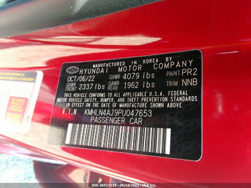 2023 HYUNDAI ELANTRA HYBRID LIMITED KMHLN4AJ9PU047653