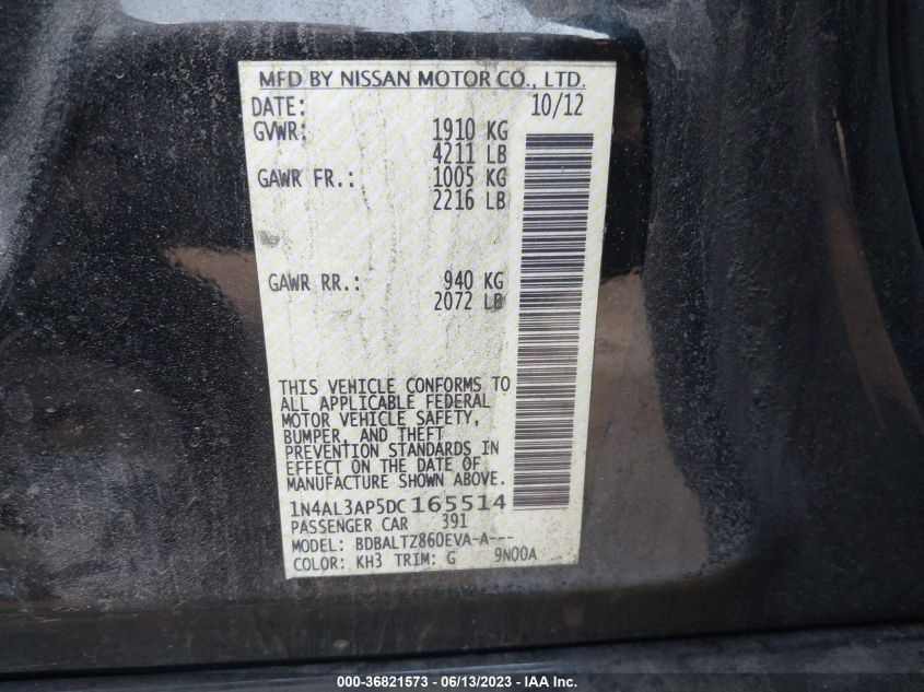 2013 NISSAN ALTIMA 2.5 SV - 1N4AL3AP5DC165514
