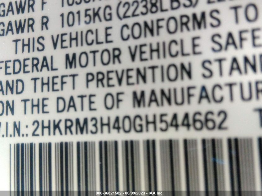 2016 HONDA CR-V SE - 0HKRM3H40GH544662
