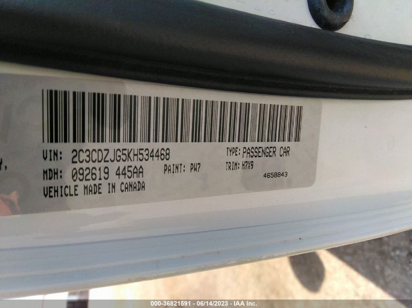 2019 DODGE CHALLENGER GT - 2C3CDZJG5KH534468