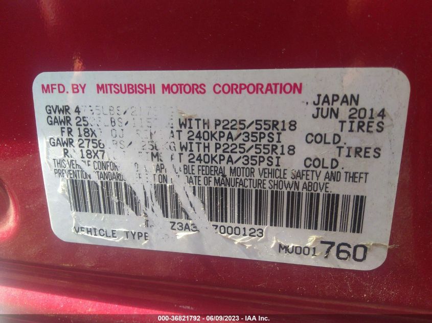 2015 MITSUBISHI OUTLANDER SE - JA4AZ3A3XFZ000123