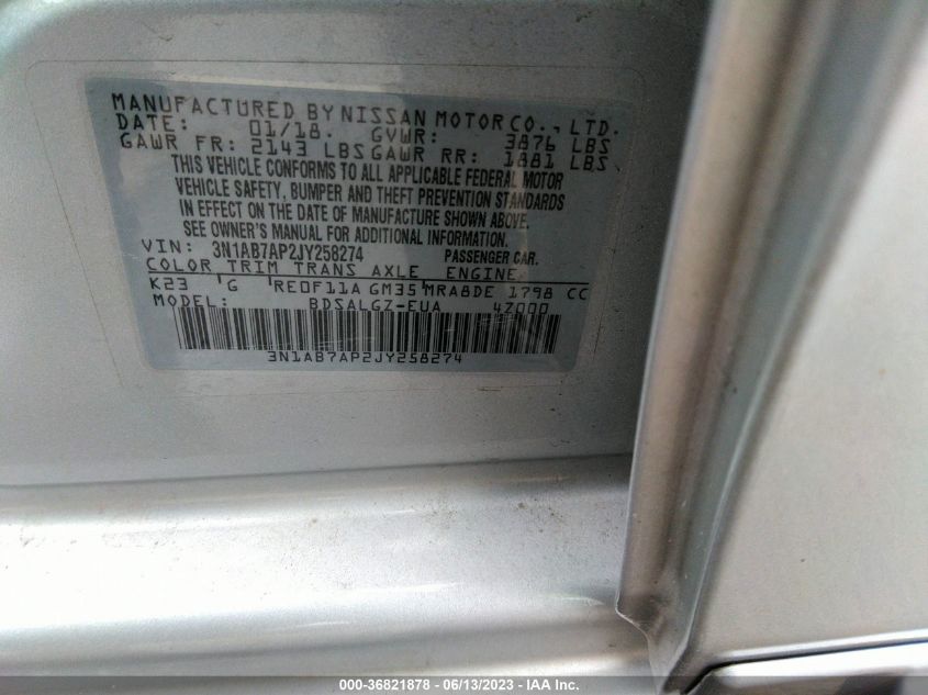 2018 NISSAN SENTRA SL - 3N1AB7AP2JY258274