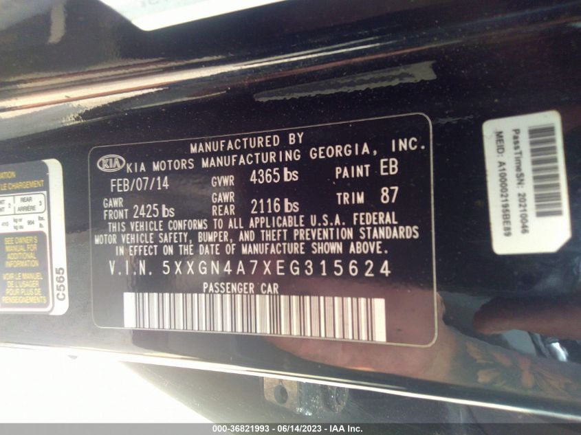 2014 KIA OPTIMA EX - 5XXGN4A7XEG315624