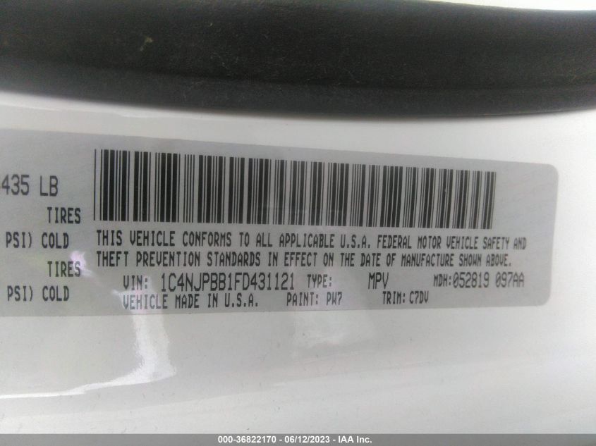 2015 JEEP PATRIOT SPORT - 1C4NJPBB1FD431121