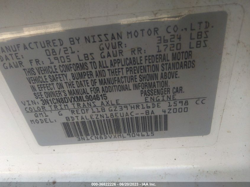 2021 NISSAN VERSA S - 3N1CN8DVXML904615