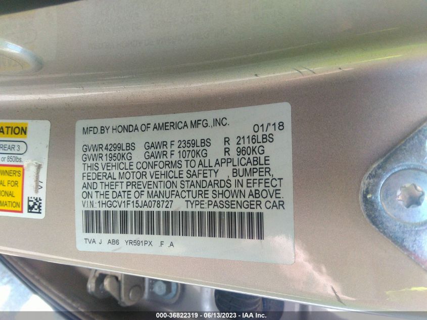 2018 HONDA ACCORD SEDAN LX 1.5T - 1HGCV1F15JA078727