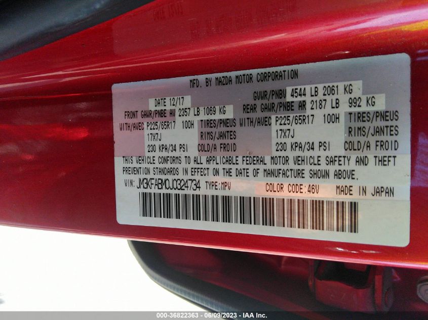 2018 MAZDA CX-5 SPORT - JM3KFABM0J0324734