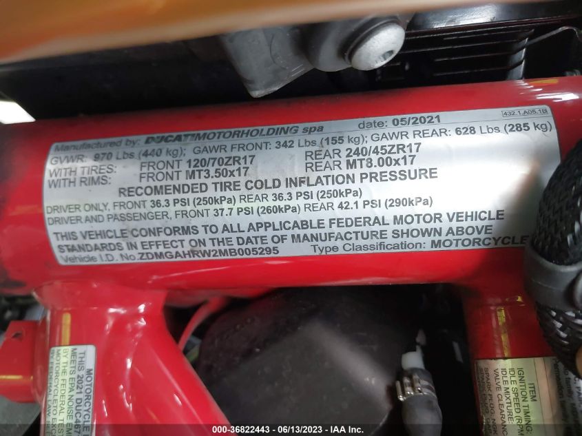 2021 DUCATI DIAVEL 1260 S - ZDMGAHRW2MB005295