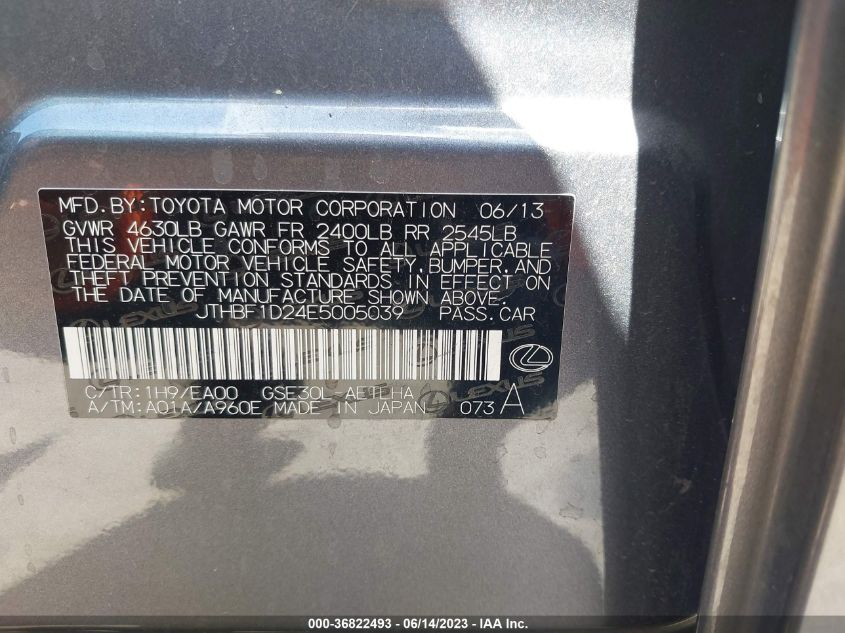 2014 LEXUS IS 250 - JTHBF1D24E5005039