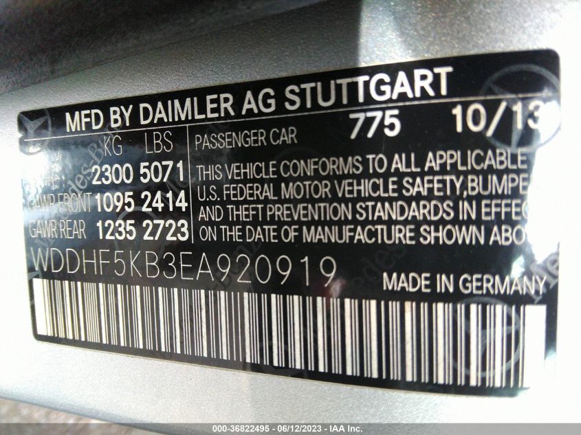2014 MERCEDES-BENZ E-CLASS E 350 - WDDHF5KB3EA920919