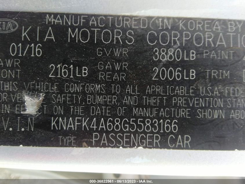 2016 KIA FORTE LX - KNAFK4A68G5583166