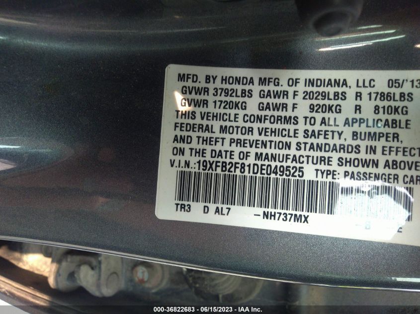2013 HONDA CIVIC SDN EX - 19XFB2F81DE049525