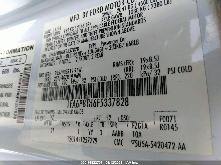 2015 FORD MUSTANG ECOBOOST - 1FA6P8TH6F5337828