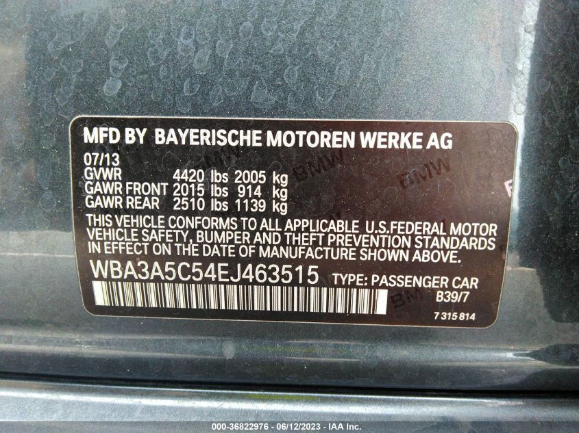 2014 BMW 3 SERIES 328I - WBA3A5C54EJ463515