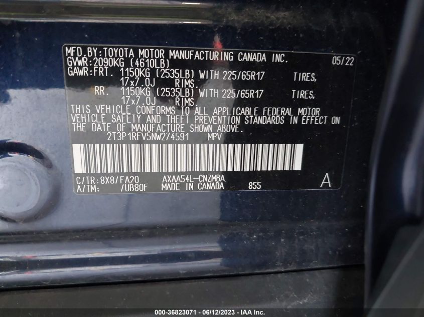2022 TOYOTA RAV4 XLE - 2T3P1RFV5NW274591