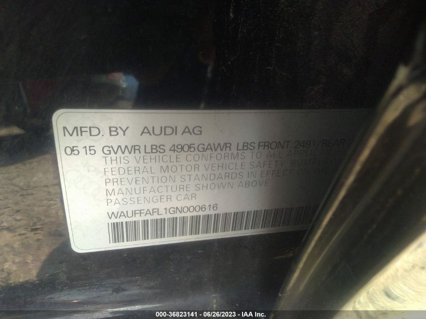 2016 AUDI A4 PREMIUM PLUS - WAUFFAFL1GN000616