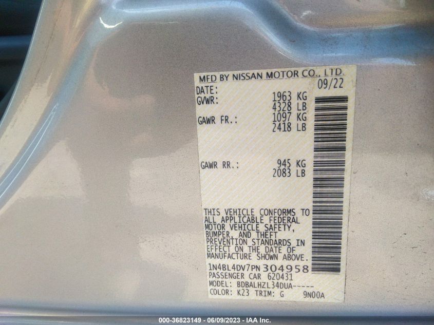 2023 NISSAN ALTIMA 2.5 SV - 1N4BL4DV7PN304958