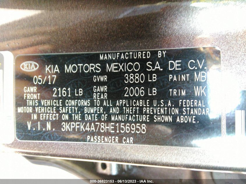 2017 KIA FORTE LX - 3KPFK4A78HE156958