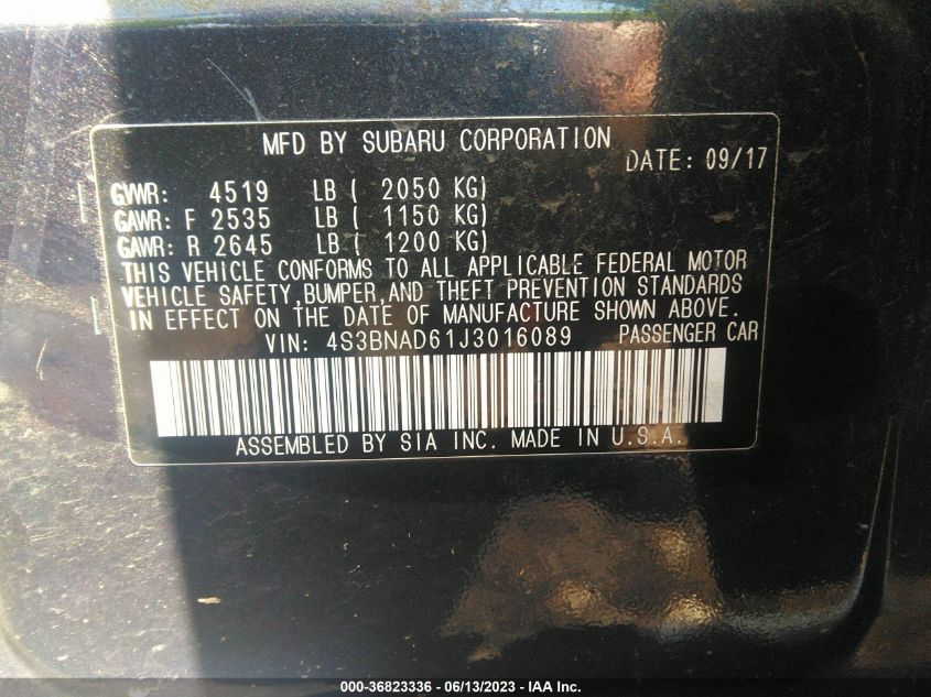 2018 SUBARU LEGACY PREMIUM - 4S3BNAD61J3016089