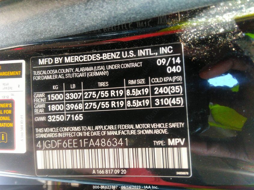 2015 MERCEDES-BENZ GL-CLASS GL 450 4JGDF6EE1FA486341