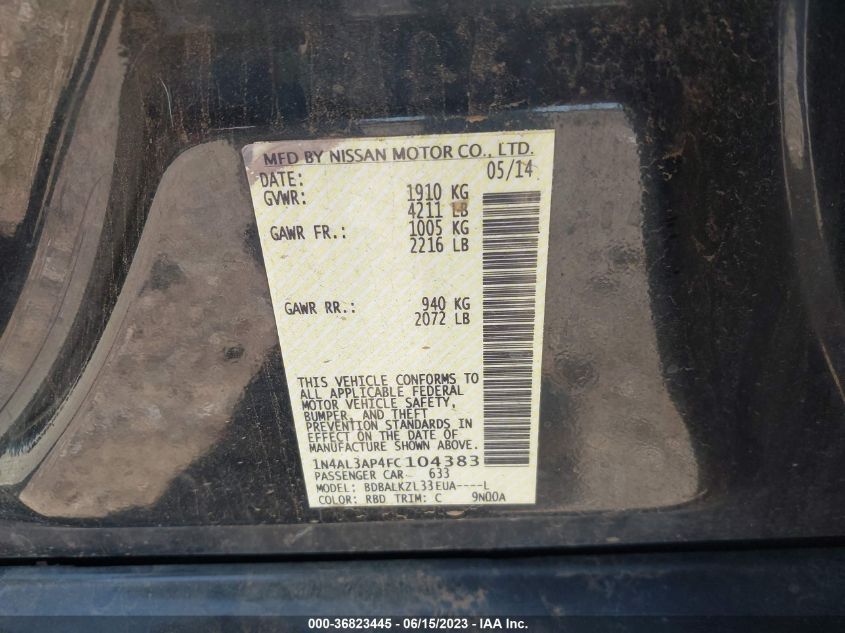 2015 NISSAN ALTIMA 2.5 SV - 1N4AL3AP4FC104383