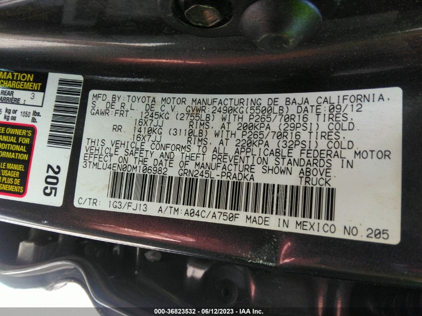 2013 TOYOTA TACOMA - 3TMLU4EN0DM106982