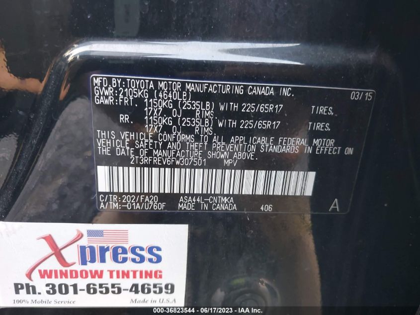 2015 TOYOTA RAV4 XLE - 2T3RFREV6FW307501