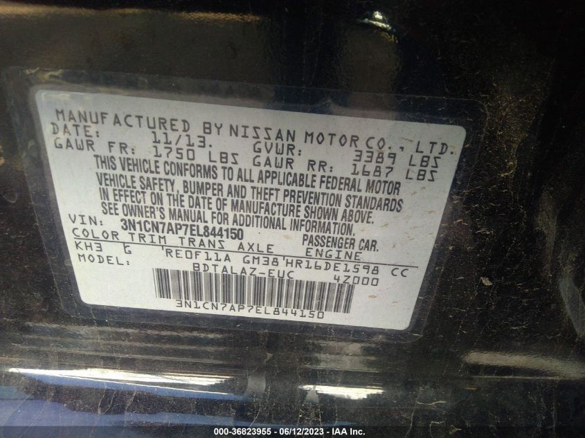 2014 NISSAN VERSA S PLUS - 3N1CN7AP7EL844150