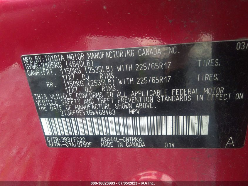 2016 TOYOTA RAV4 XLE - 2T3RFREVXGW468483