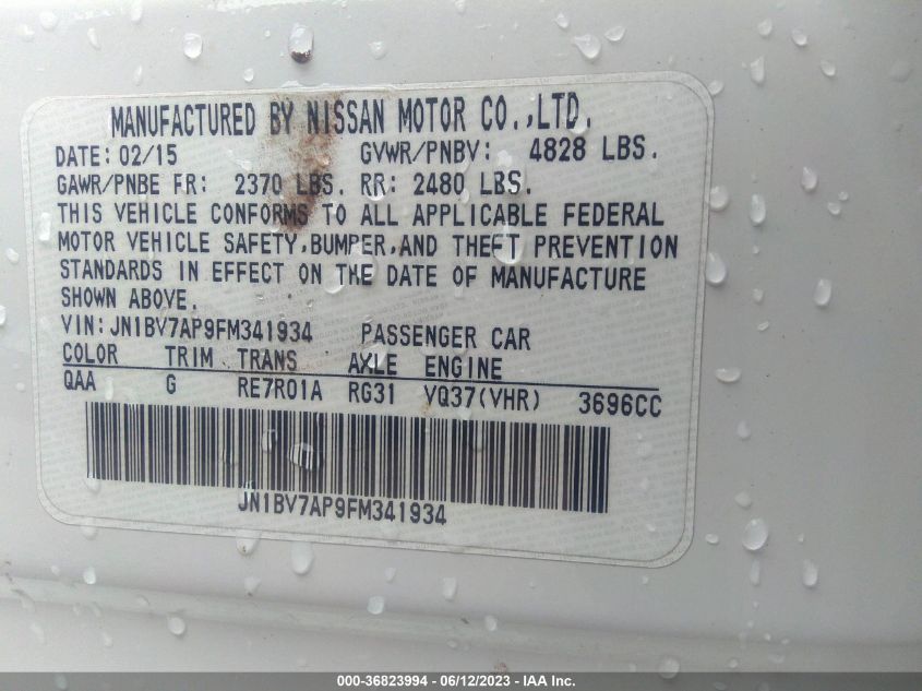 2015 INFINITI Q50 - JN1BV7AP9FM341934
