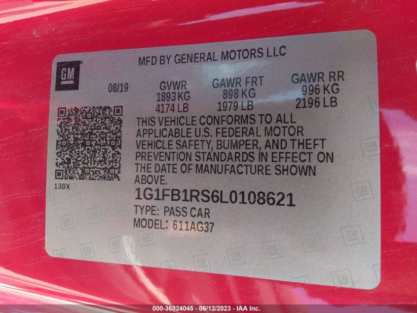 2020 CHEVROLET CAMARO 1LT - 1G1FB1RS6L0108621