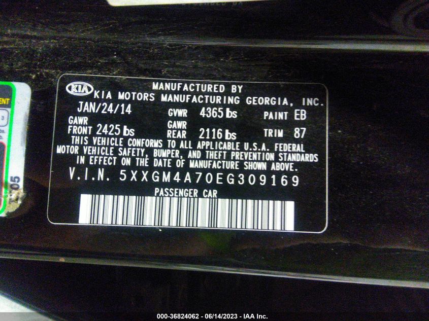 2014 KIA OPTIMA LX - 5XXGM4A70EG309169