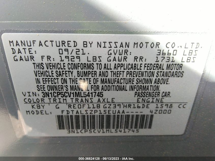 2021 NISSAN KICKS SV - 3N1CP5CV1ML541745