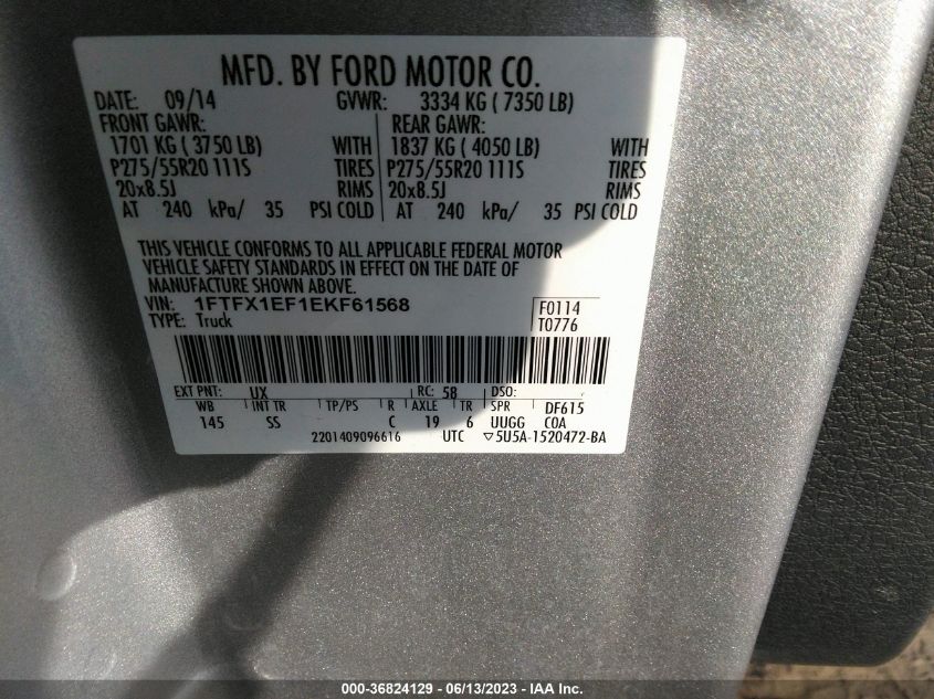 2014 FORD F-150 XL/XLT/STX/LARIAT/FX4 - 1FTFX1EF1EKF61568