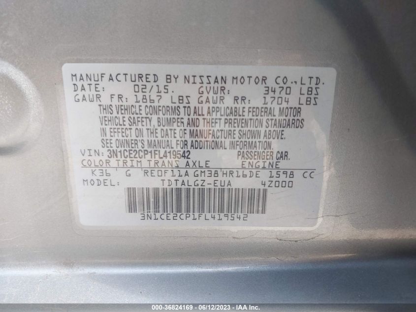 2015 NISSAN VERSA NOTE SR - 3N1CE2CP1FL419542