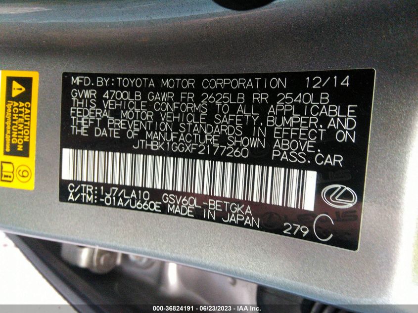 2015 LEXUS ES 350 CRAFTED LINE - JTHBK1GGXF2177260