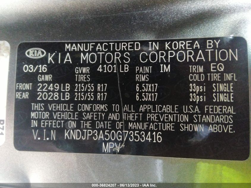 2016 KIA SOUL + - KNDJP3A50G7353416