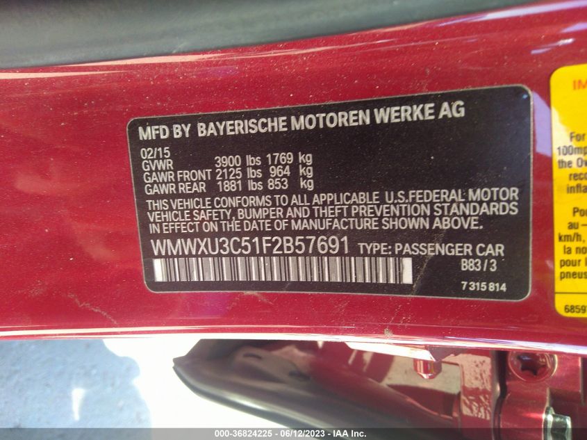 2015 MINI COOPER HARDTOP 4 DOOR S WMWXU3C51F2B57691
