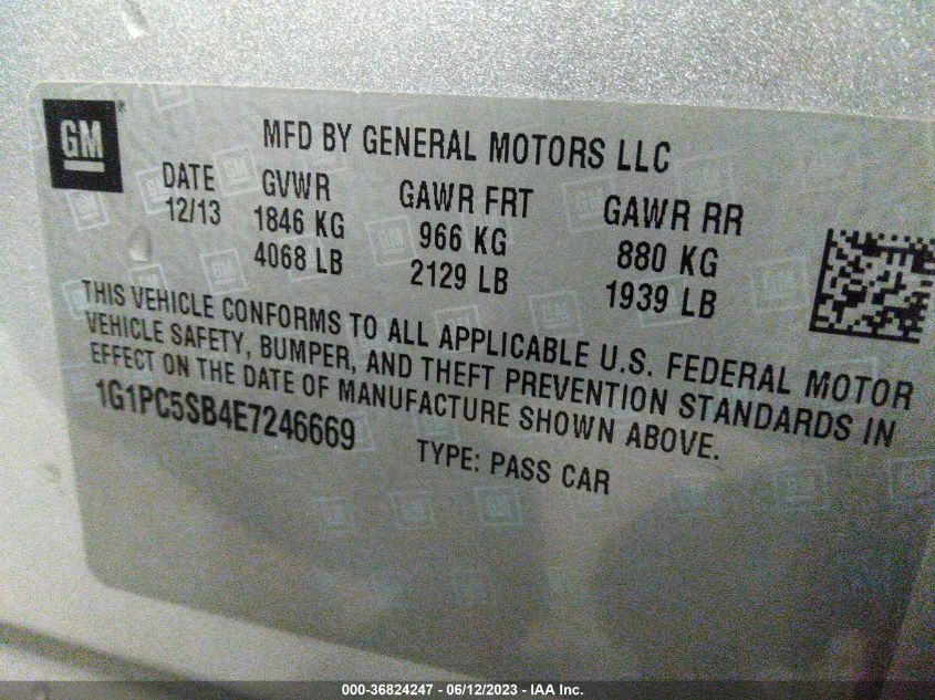2014 CHEVROLET CRUZE 1LT - 1G1PC5SB4E7246669