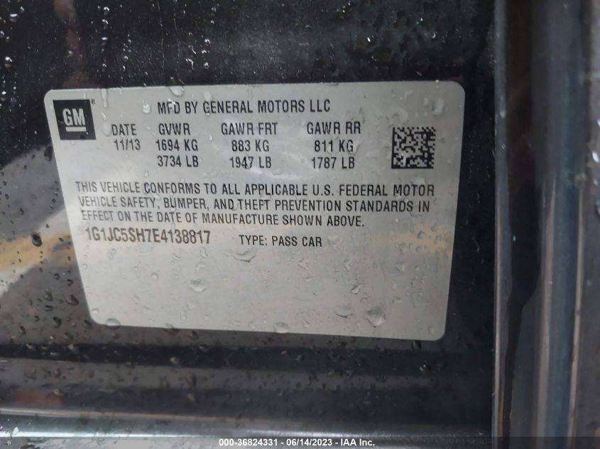 2014 CHEVROLET SONIC LT - 1G1JC5SH7E4138817